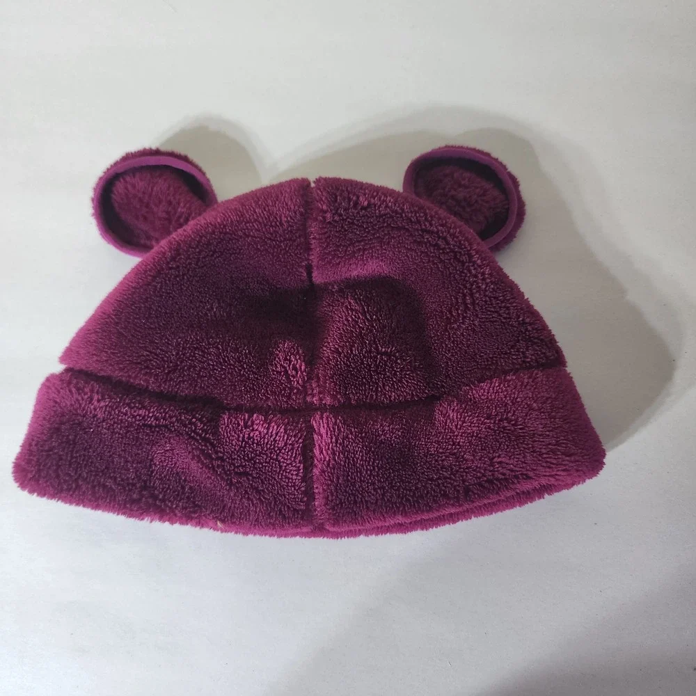 LL Bean Toddler Fleece Bear Ear Beanie Hat Purple 12-24M 505716